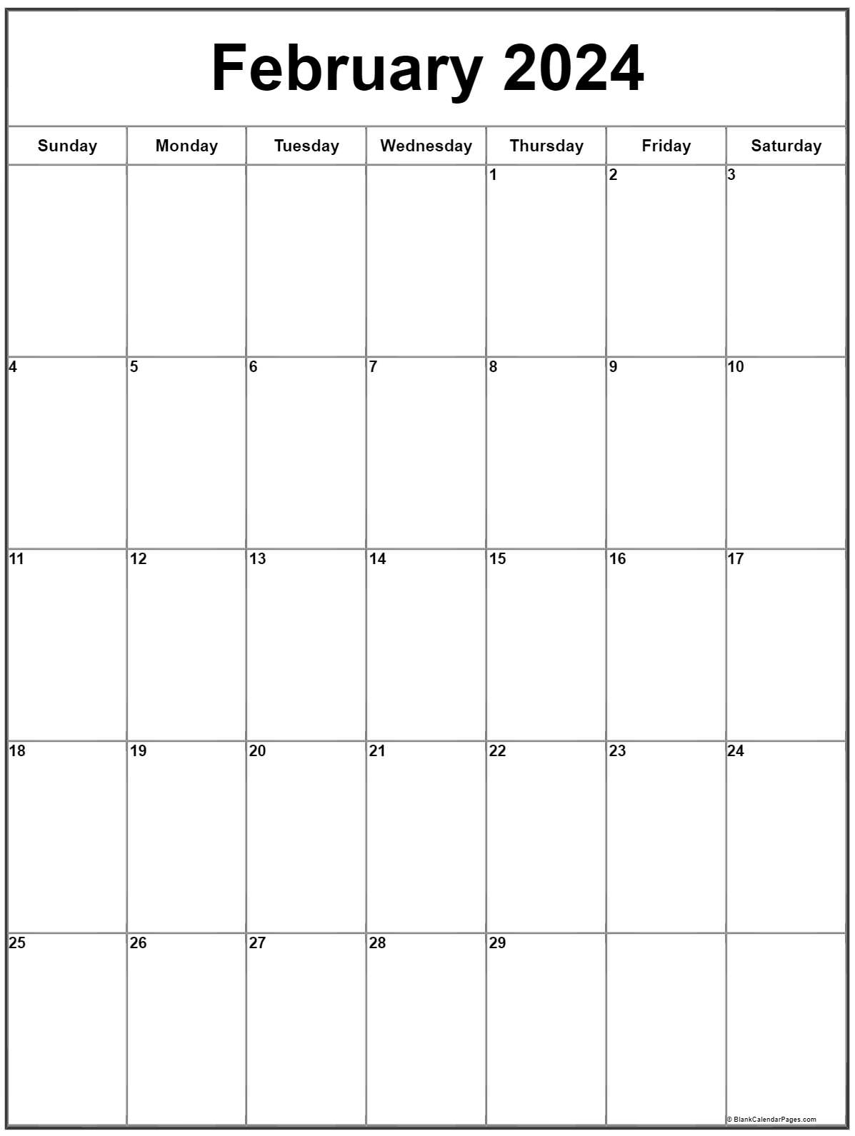 Blank Feb 2024 Calendar Calendar 2024