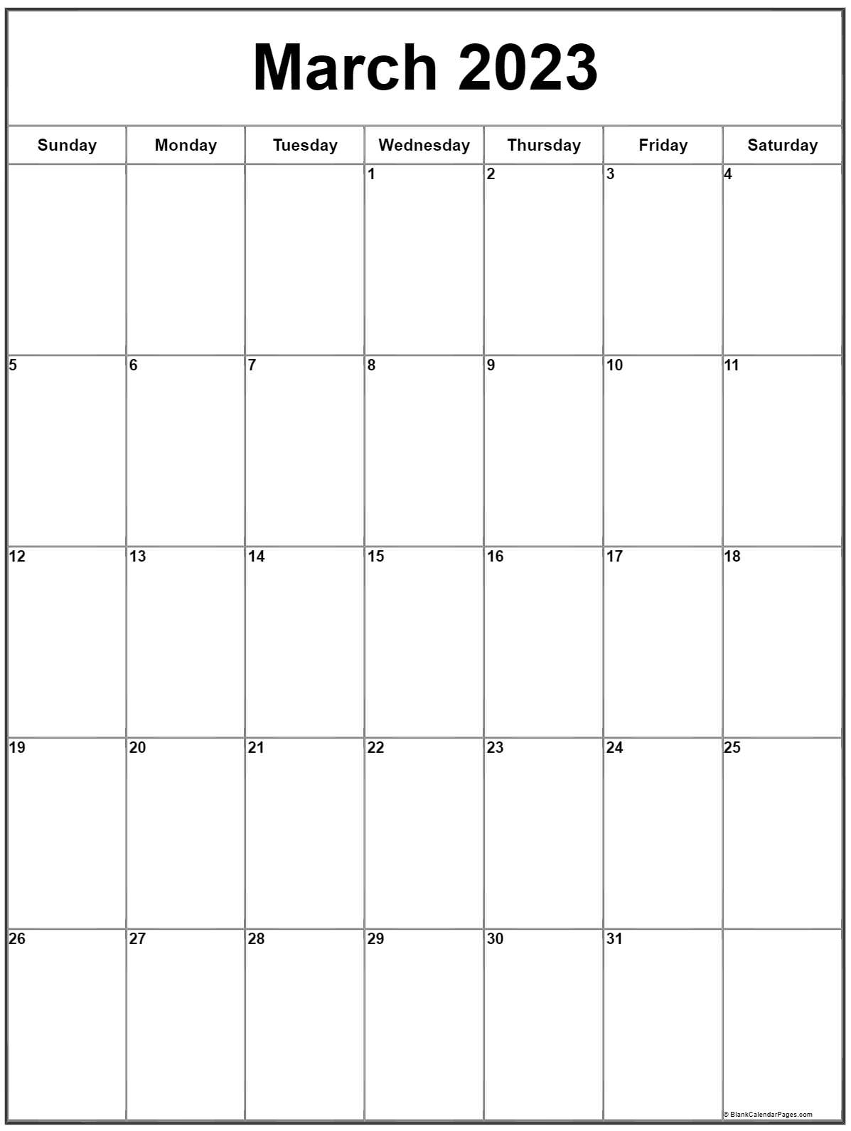 March 2023 Printable Calendar