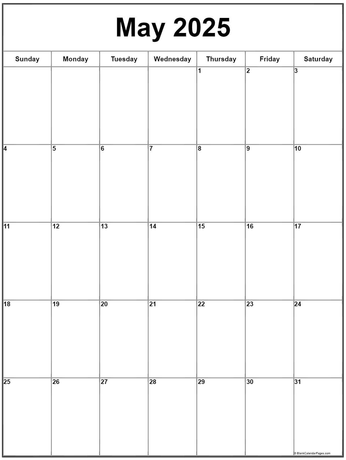 May 2025 Vertical Calendar Portrait   May 2025 Calendar Vertical1 