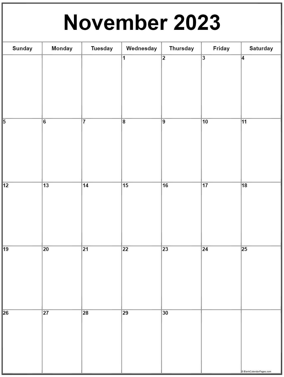 November Free Printable Calendar 2023