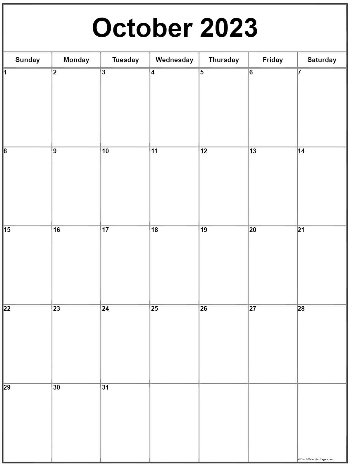 October 2023 Calendar Free Printable Calendar October 2023 Calendar 