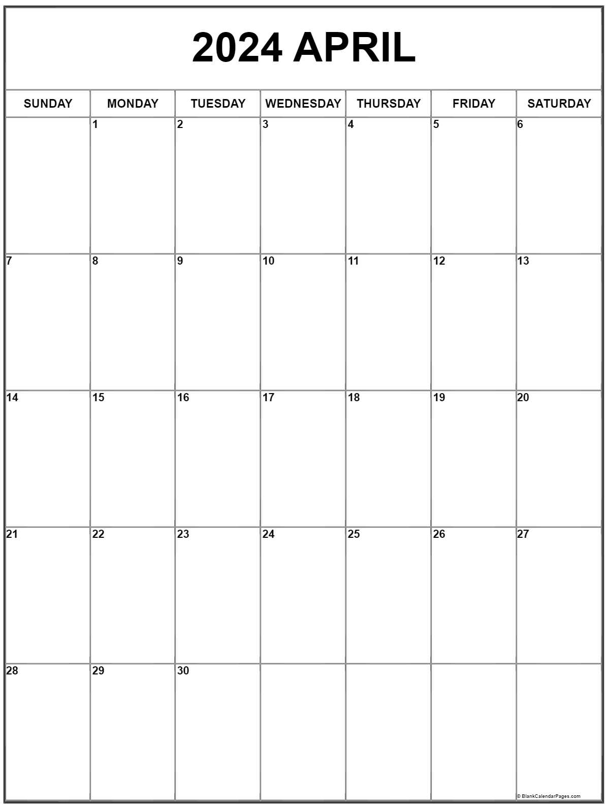 Printable April 2022 Calendar April 2022 Vertical Calendar | Portrait