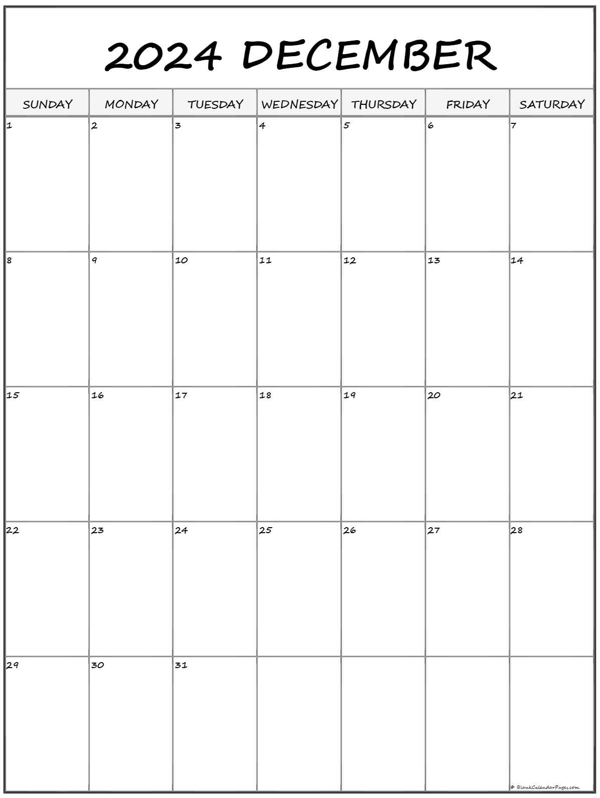 December 2024 Calendar For Printing December 2024 Calendar Free Blank