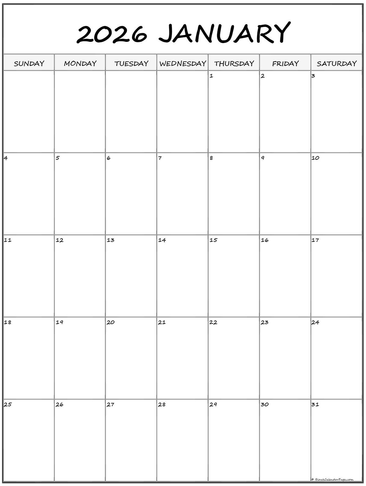 January 2023 Vertical Calendar | Portrait January 2023 Vertical Calendar | Portrait