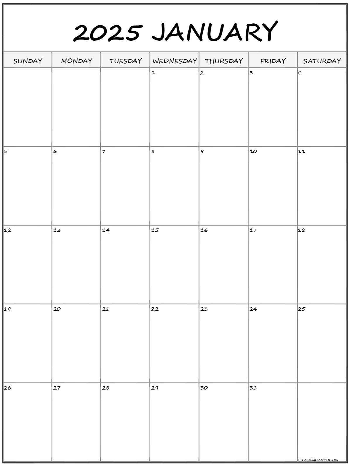 2025 Vertical Calendar Printable