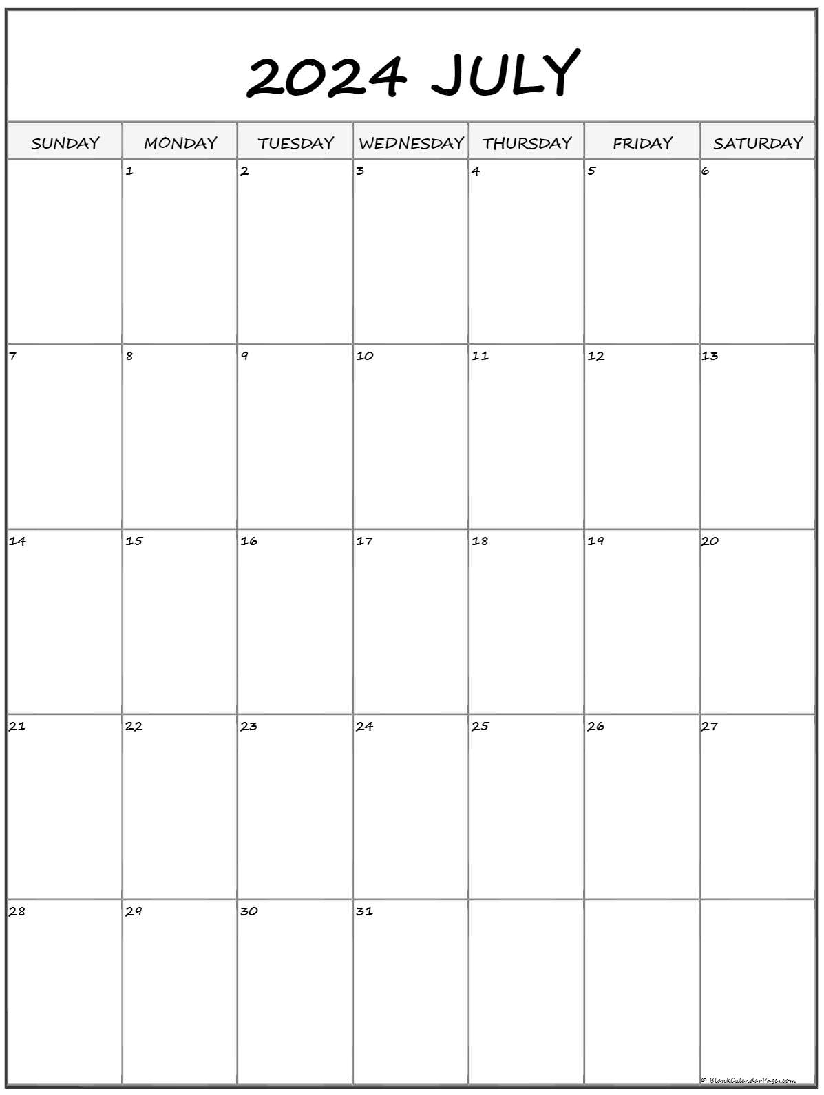 Free Calendar Template July 2024