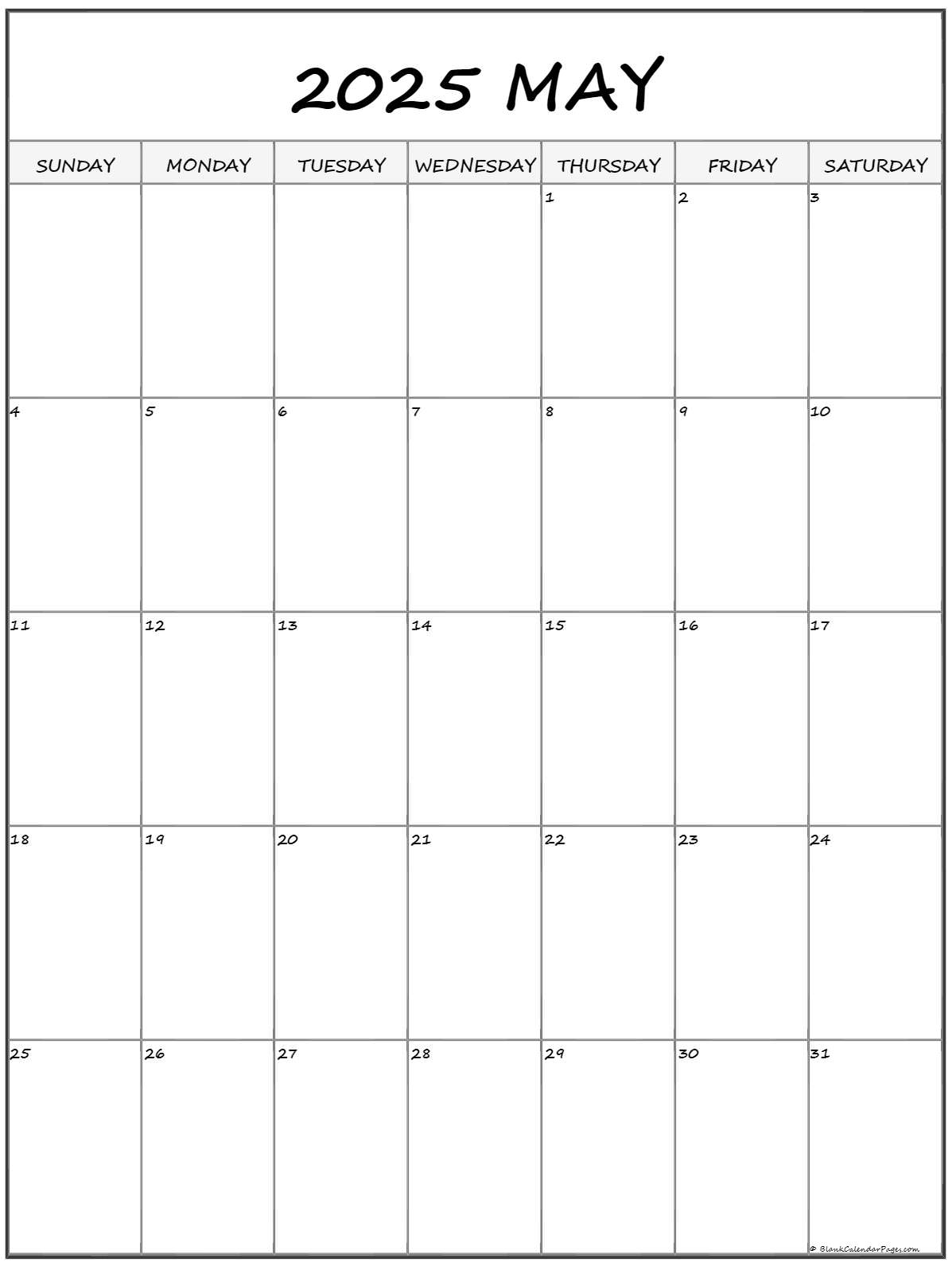 Free Printable 2025 May Calendar Sheet 