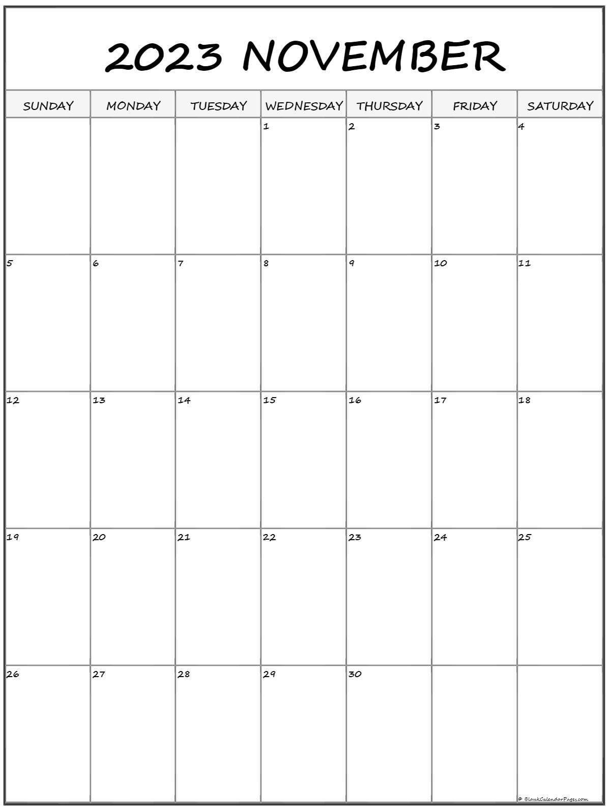 Blank November 2023 Calendar Printable Pdf