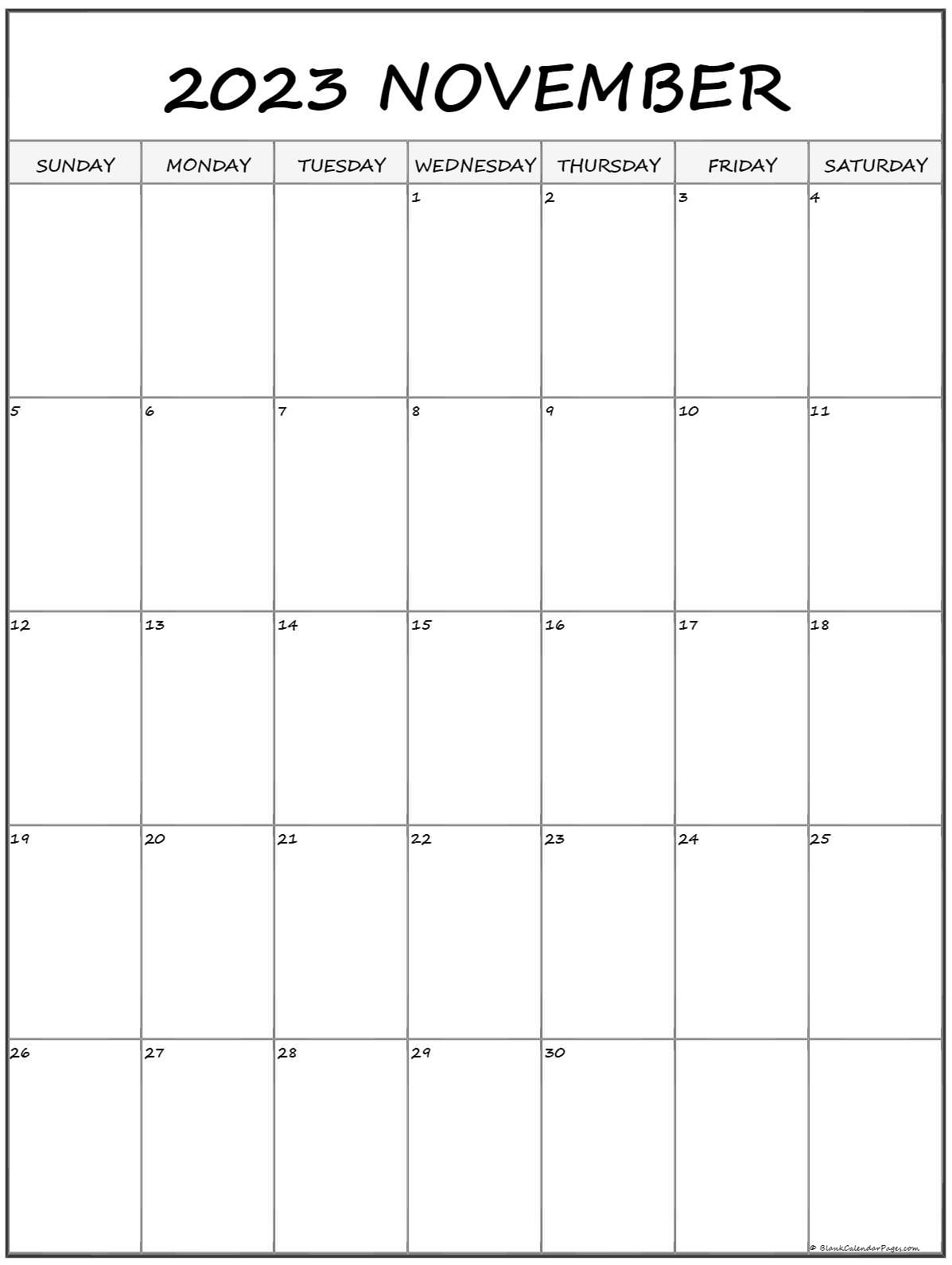 Free Printable Calendar 2023 Monthly November