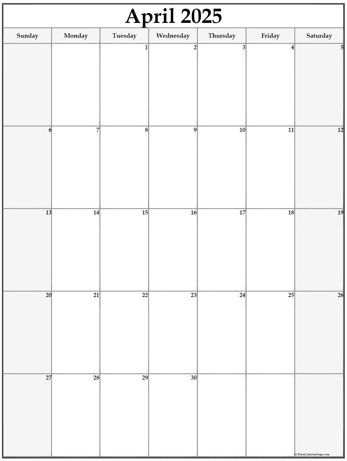 April 2023 Vertical Calendar Portrait