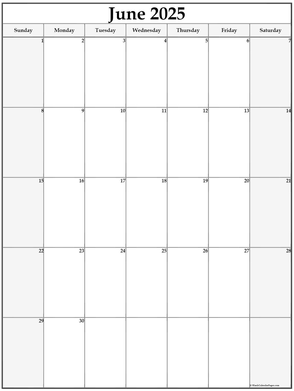 June 2023 Vertical Calendar Portrait