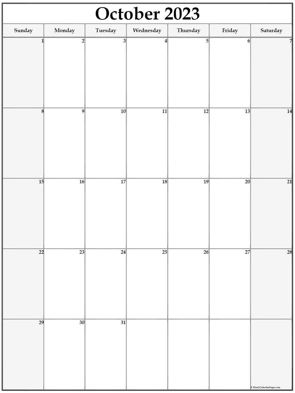 Blank Calendar For October 2023 Printable Blank Printable