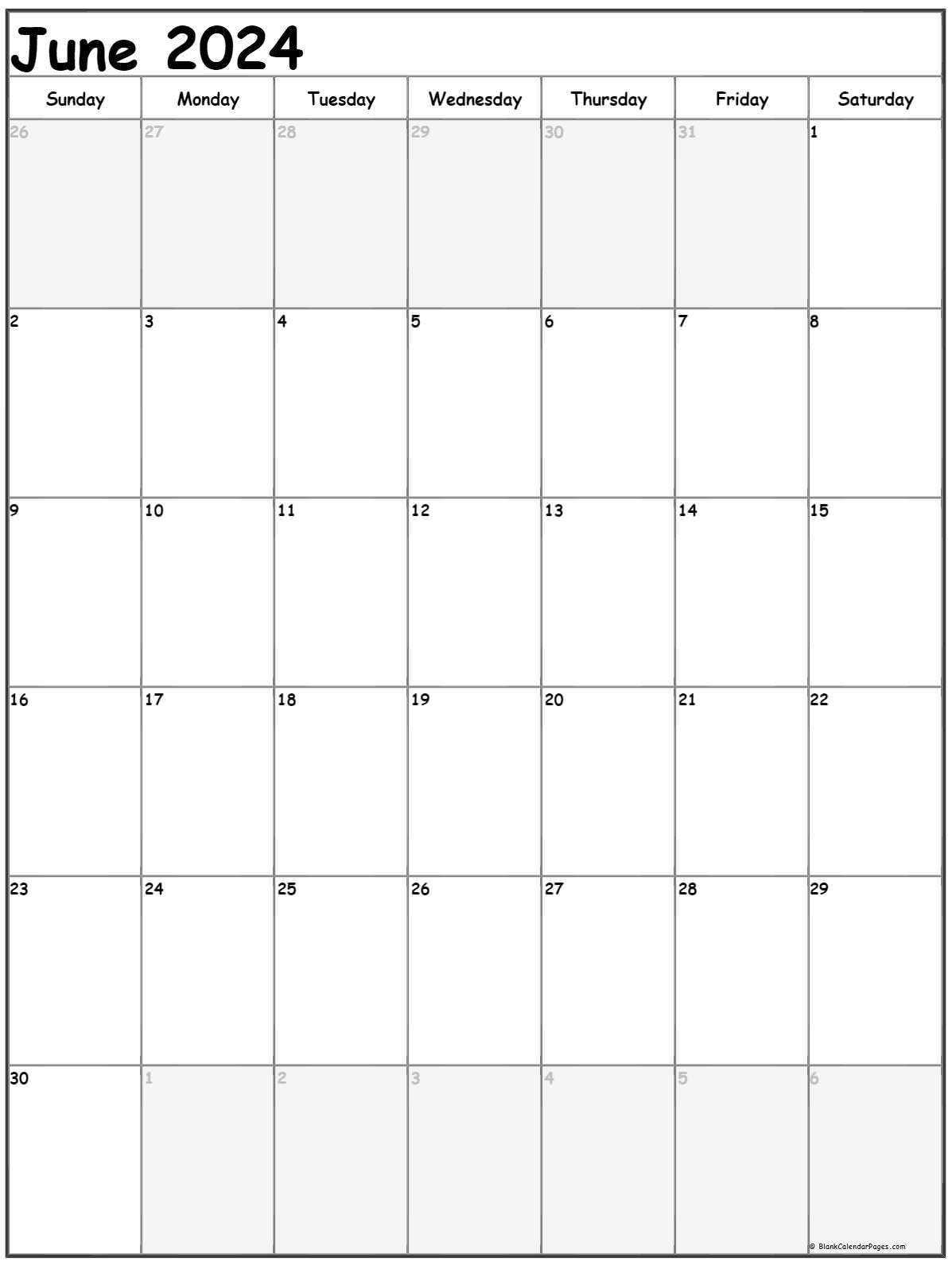 June 2023 Vertical Calendar Portrait
