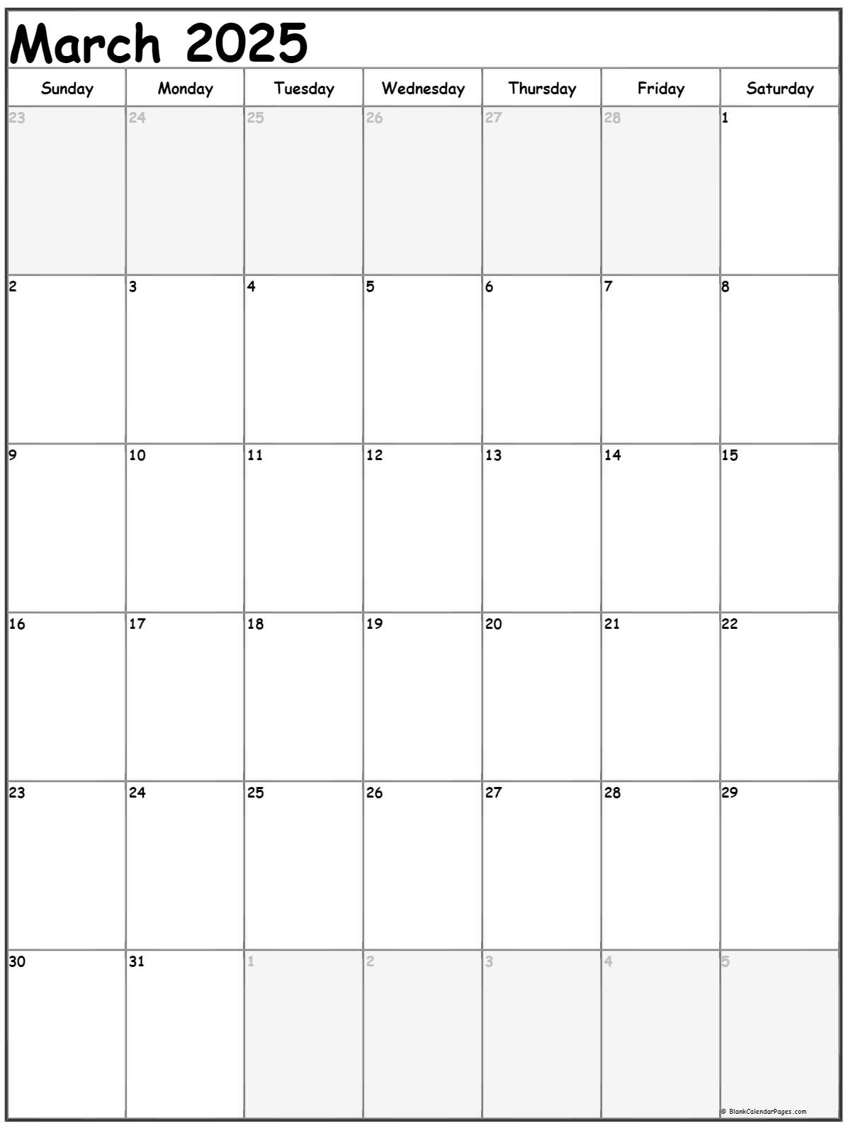 March 2025 Calendar Blank Pages Images References :