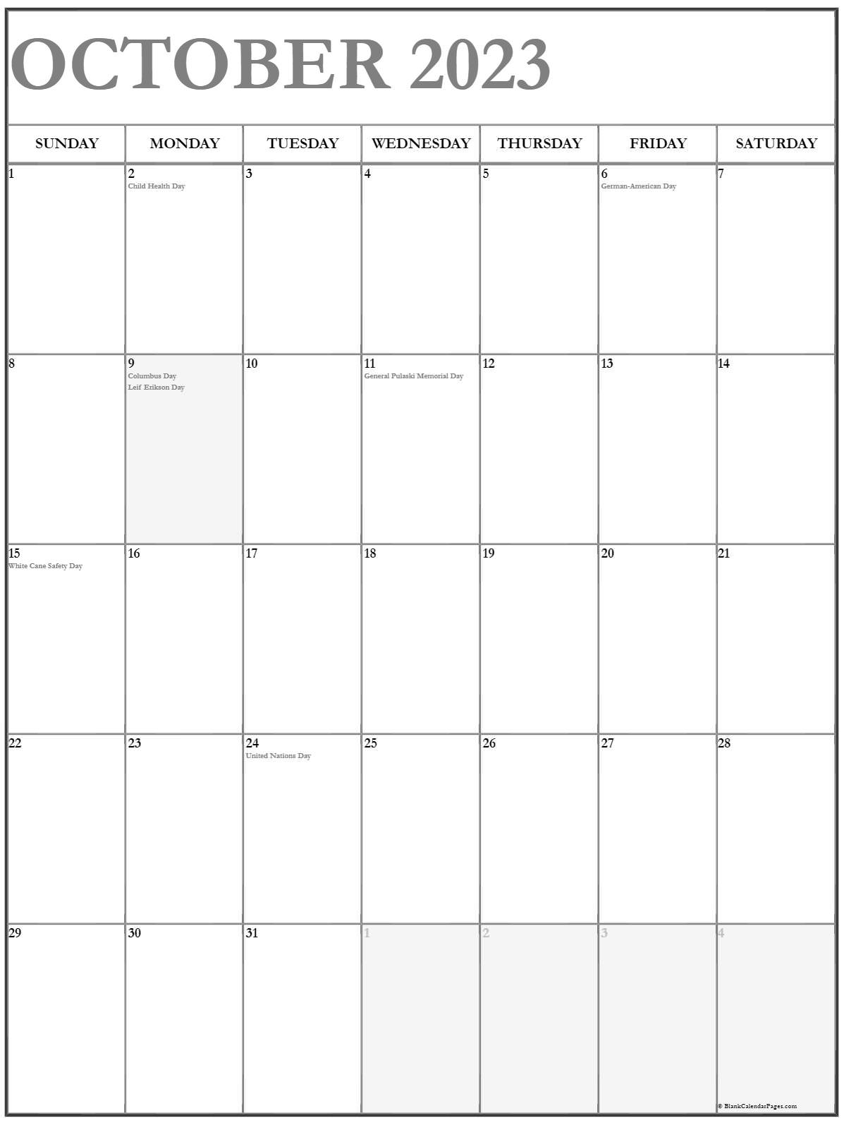 october calendar for binfer