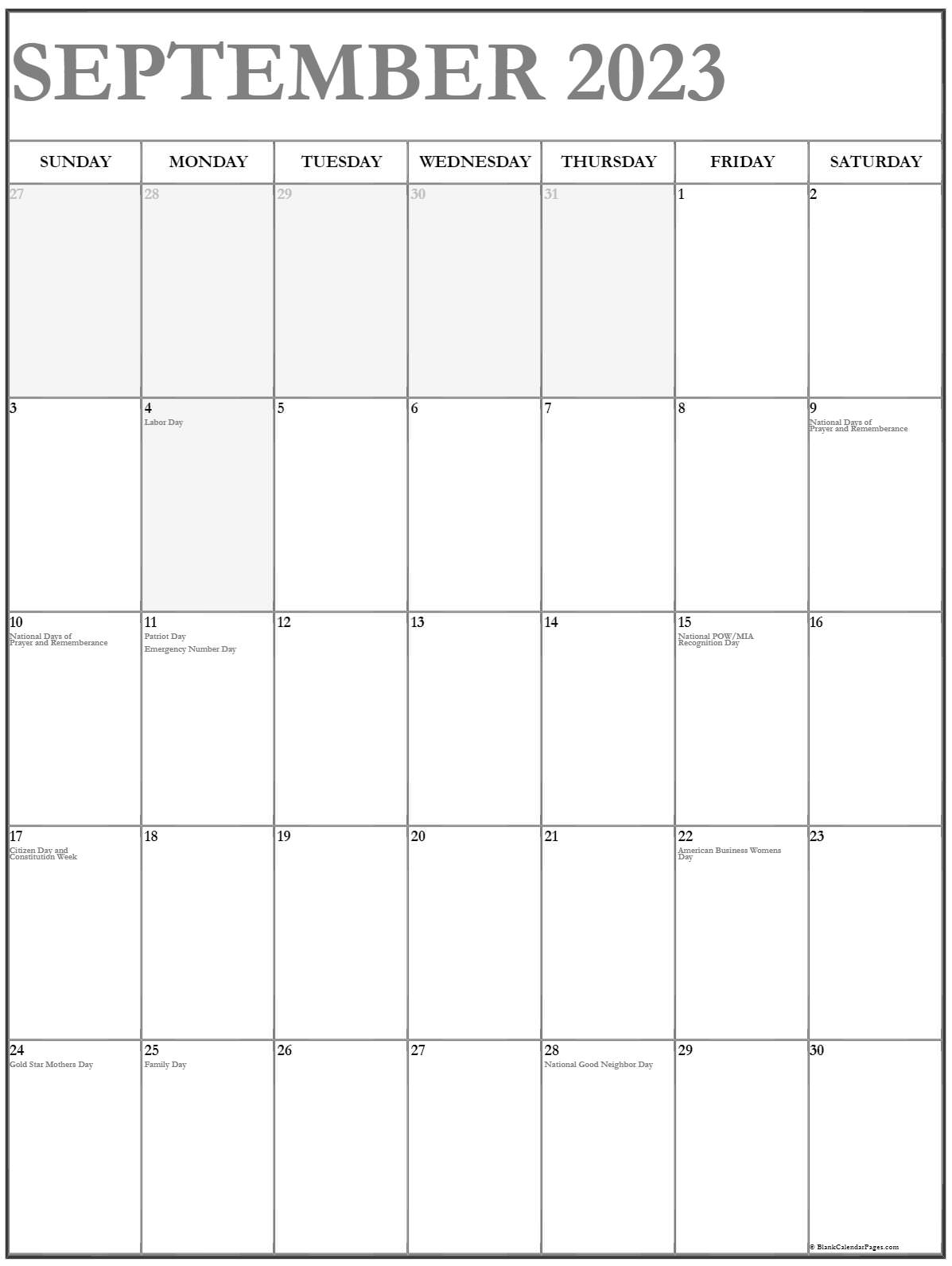 Free Printable September 2023 Calendar Vertical