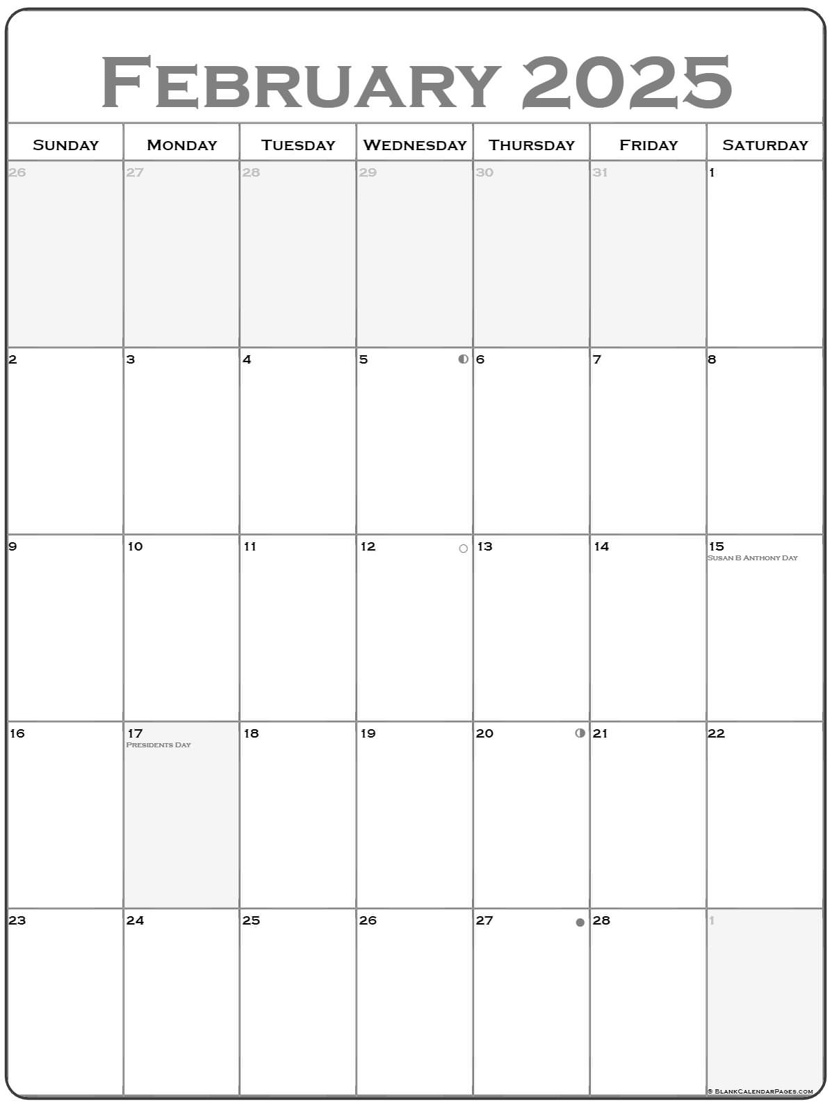 2025 February Calendar With National Holidays Holidays Printable - Fawne Jenifer