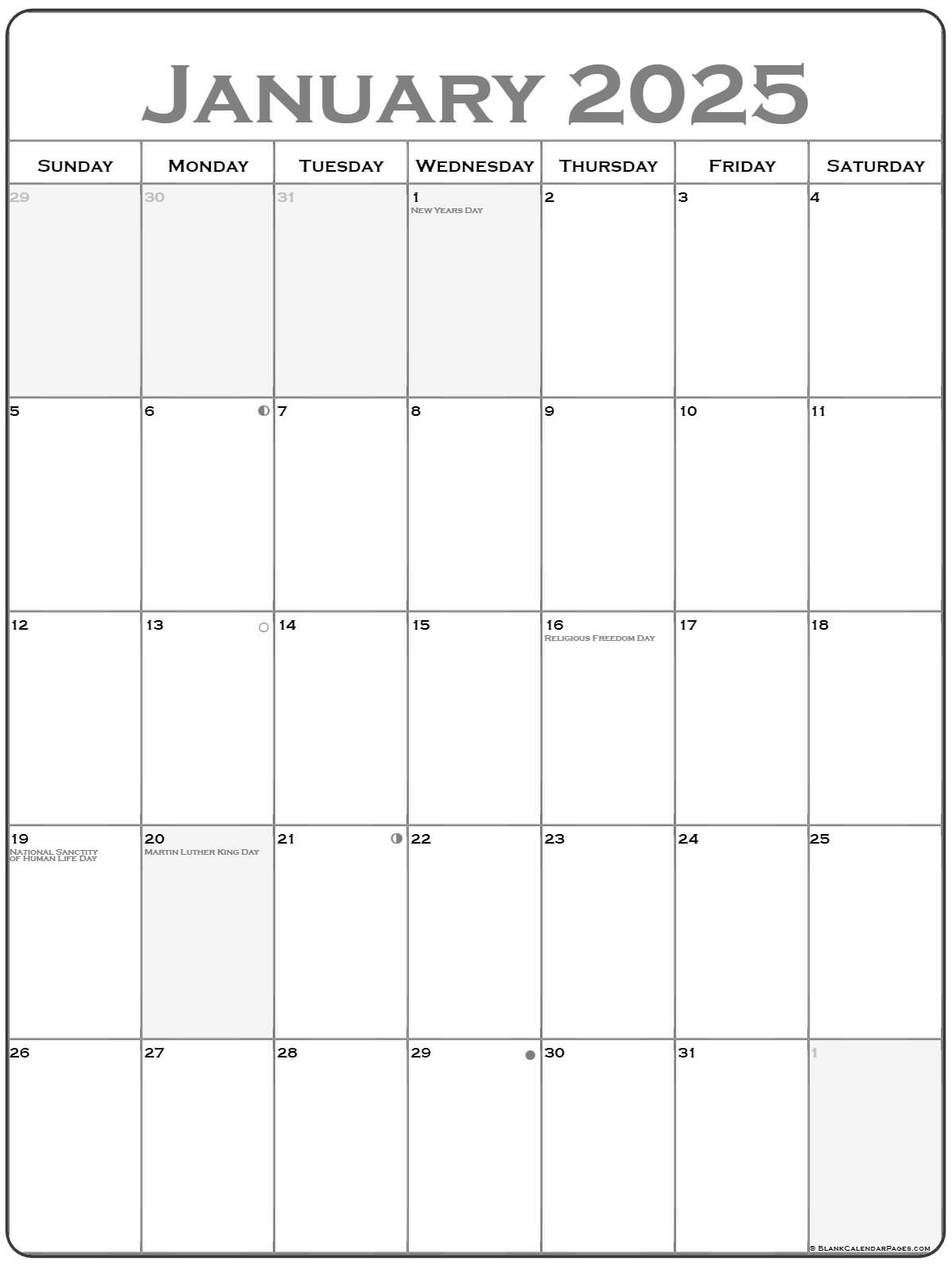 2025 Printable Calendar By Month Vertically frieda willow