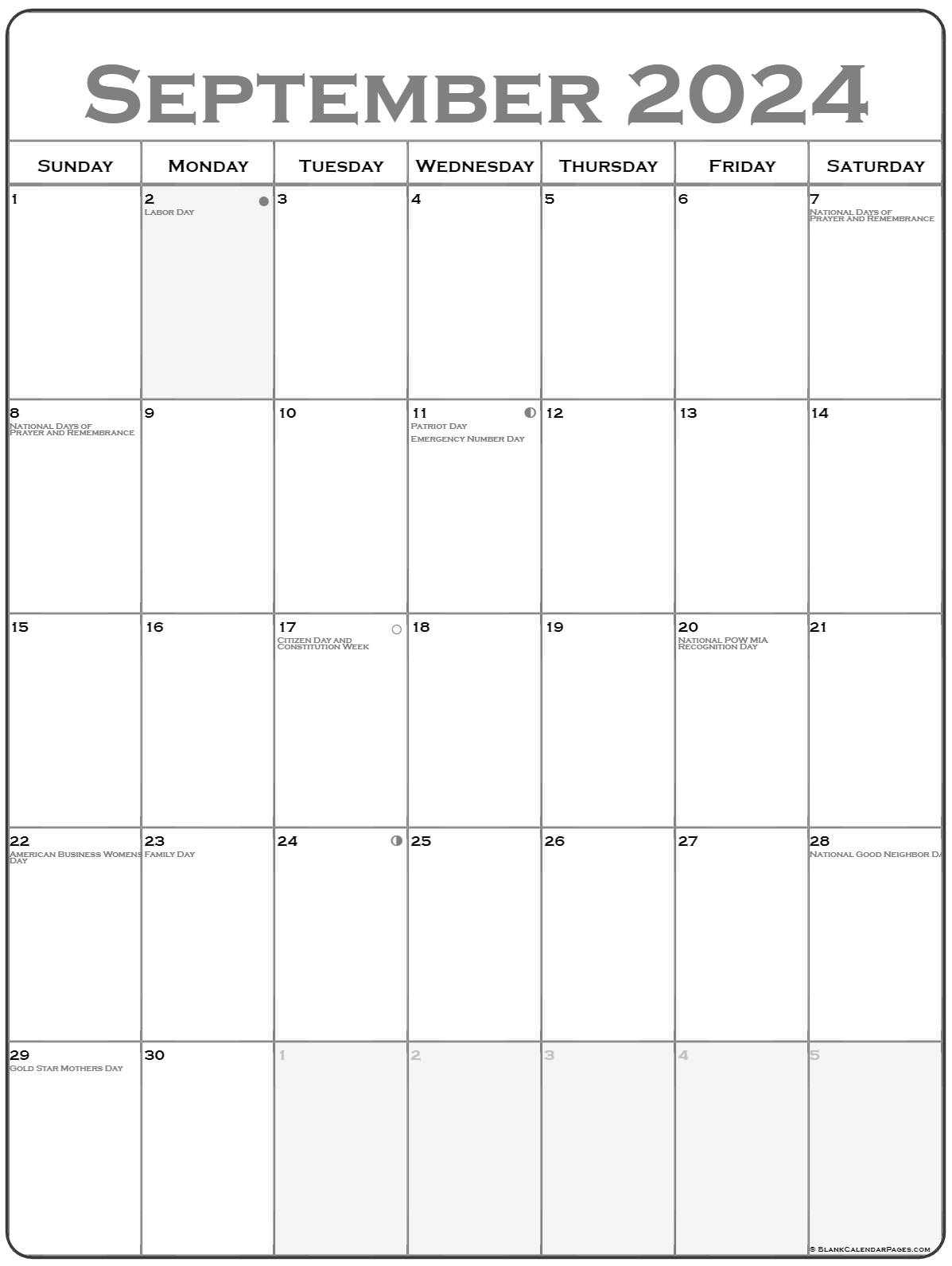 September Monday 2024 Calendar Printable Calendar Quickly Riset