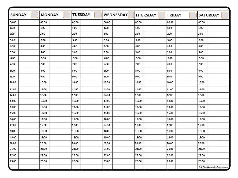 24 Hour Time Table Chart Printable