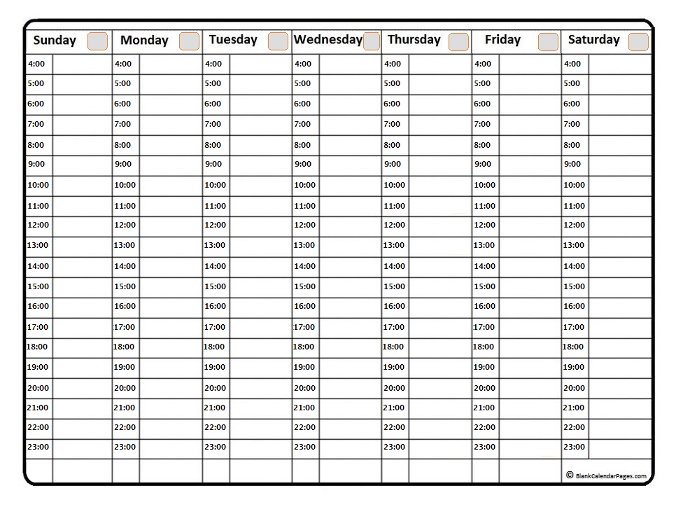 blank weekly calendar