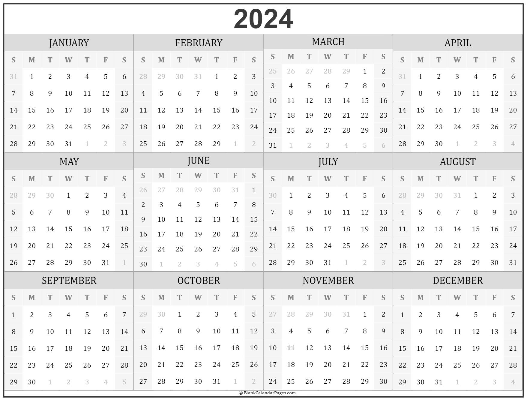 Free Printable 2024 Calendar Printable
