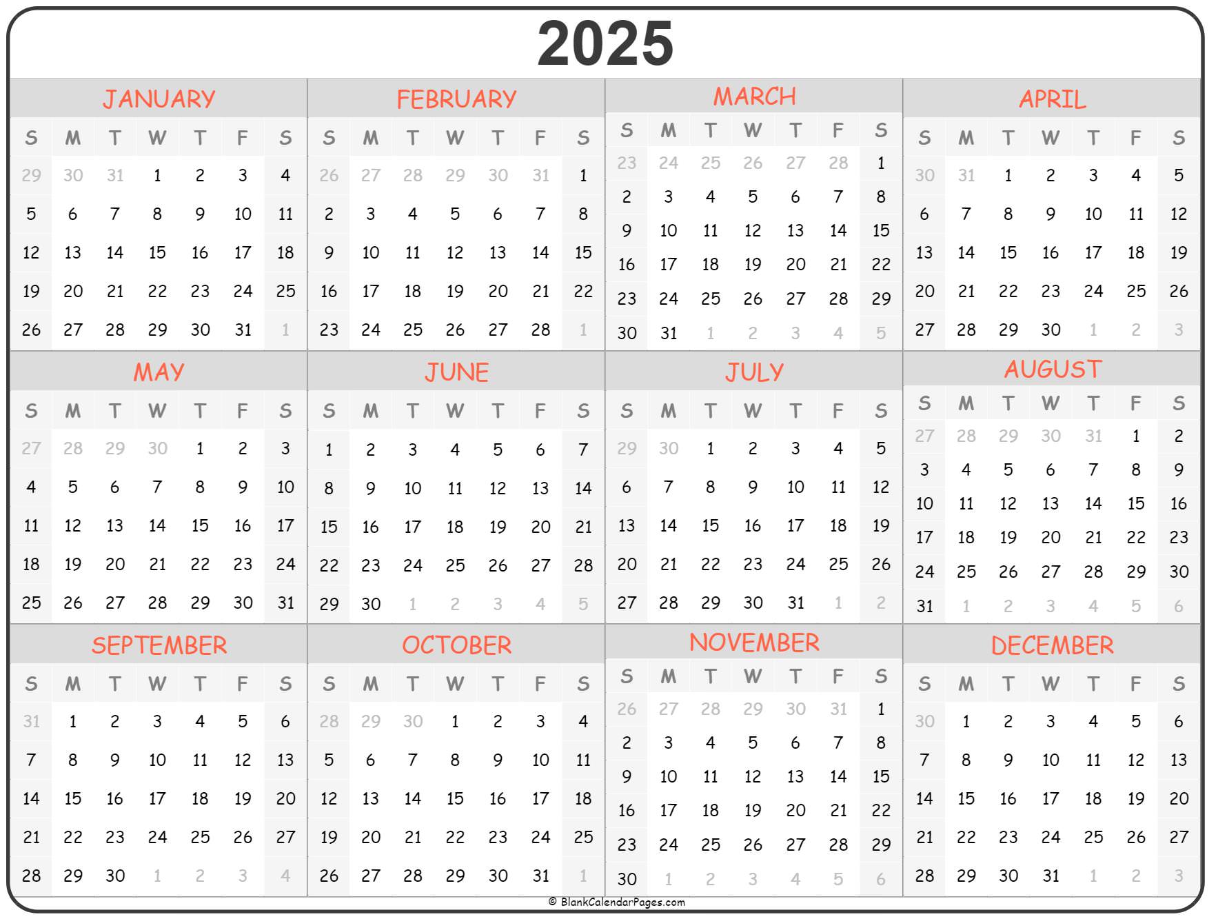 2025 Calendar Printable Customize and Print