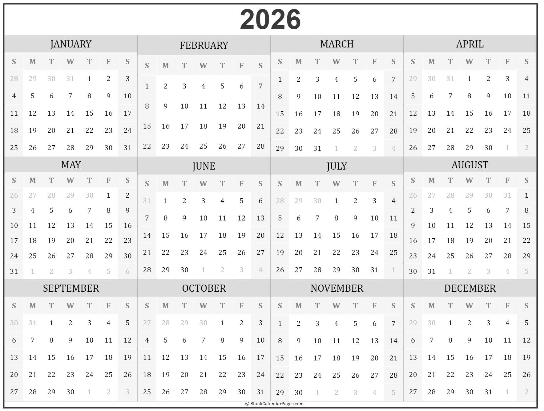 Free Printable 2026 Calendar Stay Organized And Plan Ahead Excel